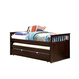 Durable Wooden Daybed with Pull Out Bed and Trundle, Brown - Bed Bath ...