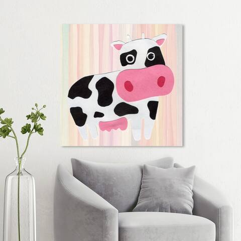 Wynwood Studio 'C for Cow' Animals Wall Art Canvas Print - Pink, White