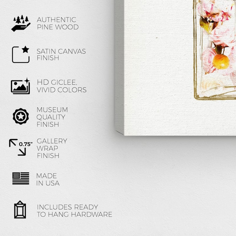 Wynwood Studio 'Paris Floral Perfume' Fashion and Glam Wall Art Canvas Print - Gold, Pink