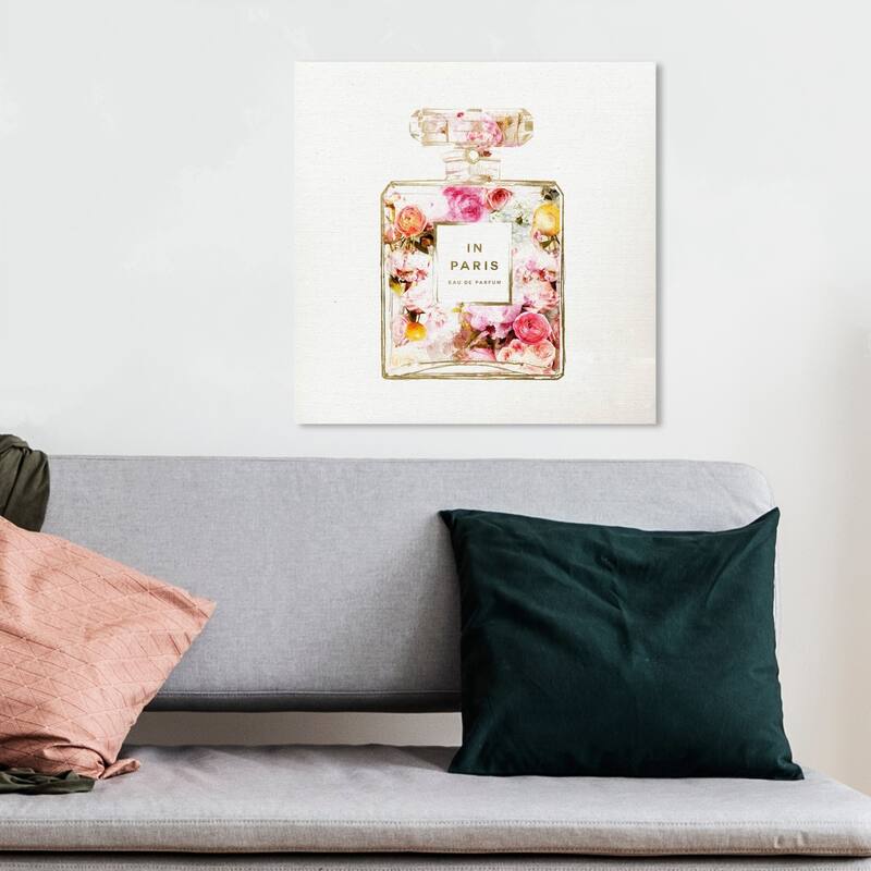 Wynwood Studio 'Paris Floral Perfume' Fashion and Glam Wall Art Canvas Print - Gold, Pink - 12 x 12
