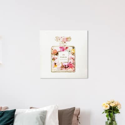 Wynwood Studio 'Paris Floral Perfume' Fashion and Glam Wall Art Canvas Print - Gold, Pink