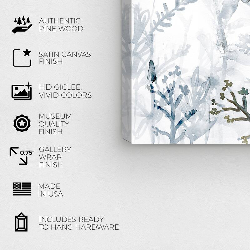 Wynwood Studio 'Faded Floral Splashes Gold' Floral and Botanical Wall Art Canvas Print - White, Gray
