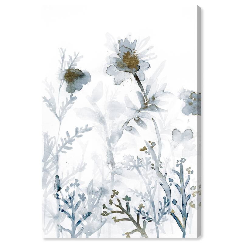 Wynwood Studio 'Faded Floral Splashes Gold' Floral and Botanical Wall Art Canvas Print - White, Gray