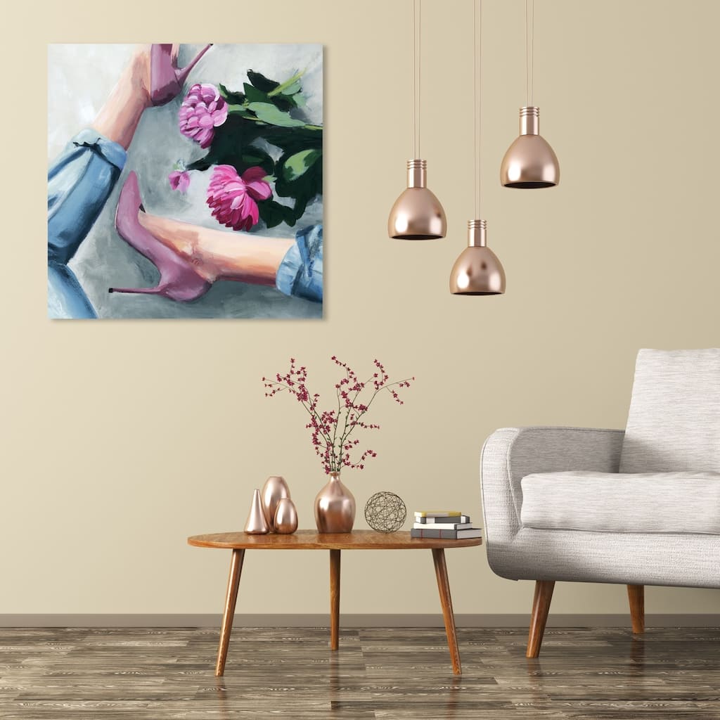 Wynwood Studio 'Jeans and Heels' Fashion and Glam Wall Art Canvas Print - Pink, Blue