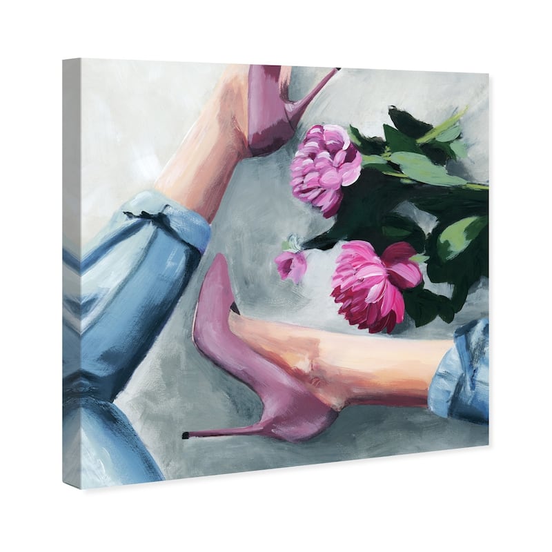 Wynwood Studio 'Jeans and Heels' Fashion and Glam Wall Art Canvas Print - Pink, Blue