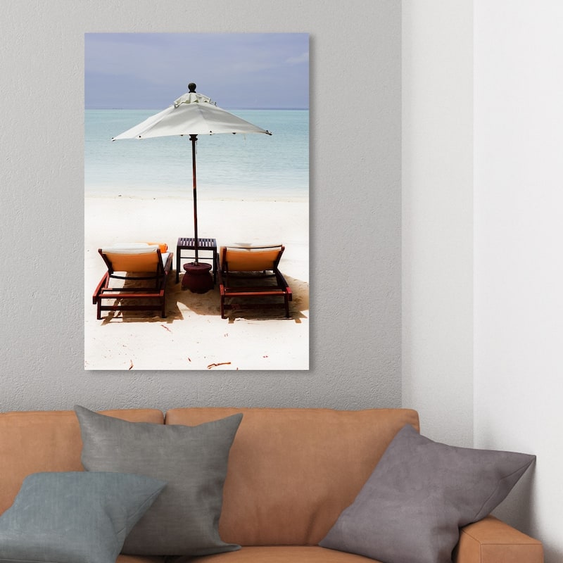 Wynwood Studio 'Meadowlark Beach' Nautical and Coastal Wall Art Canvas Print - Blue, Orange - 24 x 36