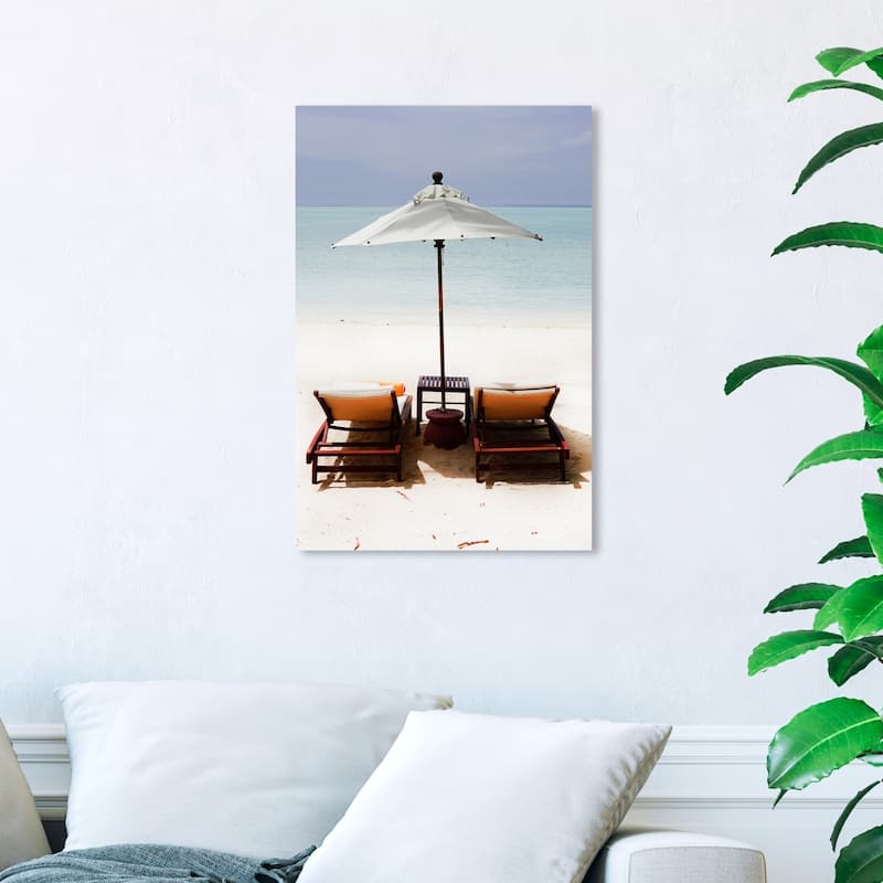 Wynwood Studio 'Meadowlark Beach' Nautical and Coastal Wall Art Canvas Print - Blue, Orange - 16 x 24