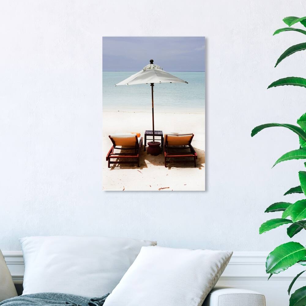 Wynwood Studio 'Meadowlark Beach' Nautical and Coastal Wall Art Canvas Print - Blue, Orange