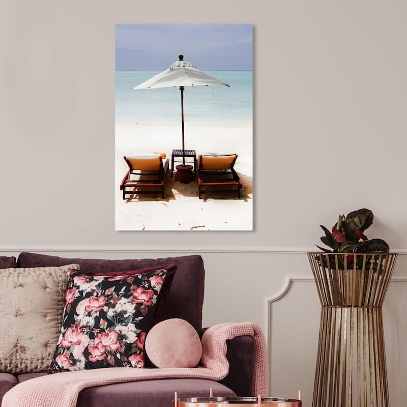 Wynwood Studio 'Meadowlark Beach' Nautical and Coastal Wall Art Canvas Print - Blue, Orange