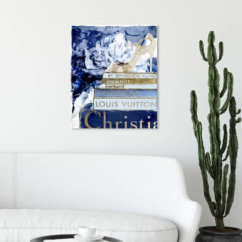 Wynwood Studio 'What's On My Mind Navy Custom' Fashion and Glam Wall Art Canvas Print - Blue, Gold