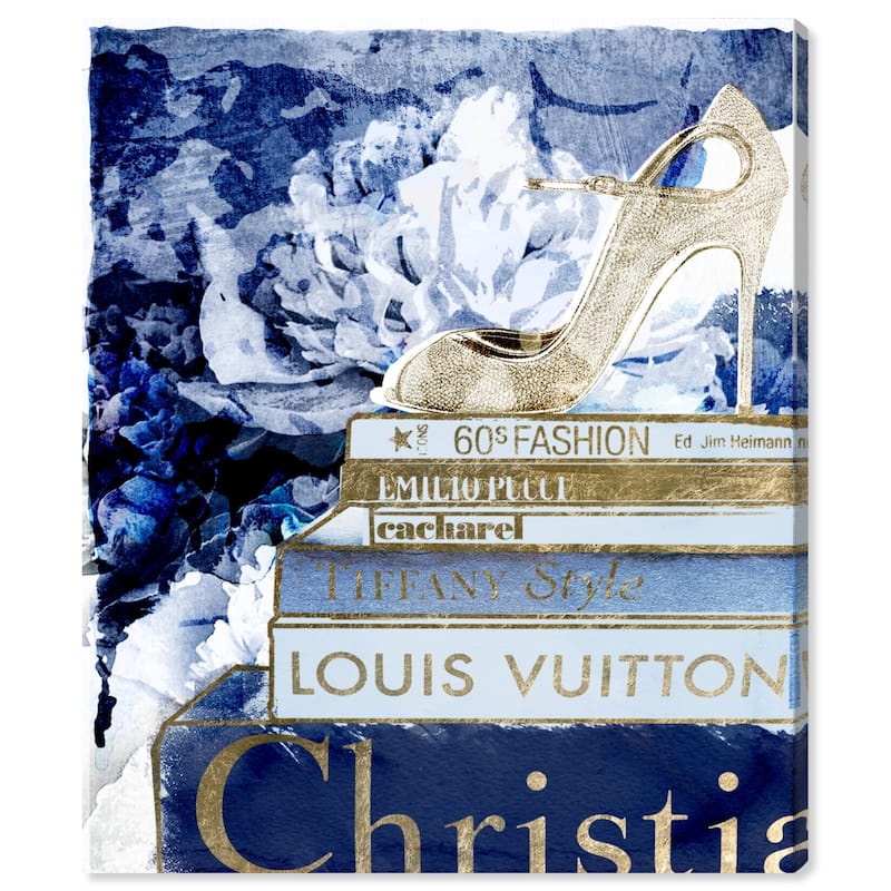 Wynwood Studio 'What's On My Mind Navy Custom' Fashion and Glam Wall Art Canvas Print - Blue, Gold
