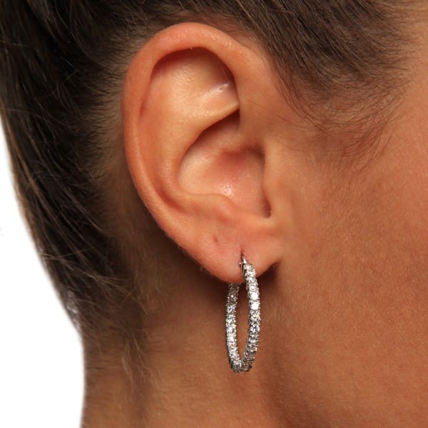 Best Quality Free Gift Box Sterling Silver 25mm Hoop Earrings 