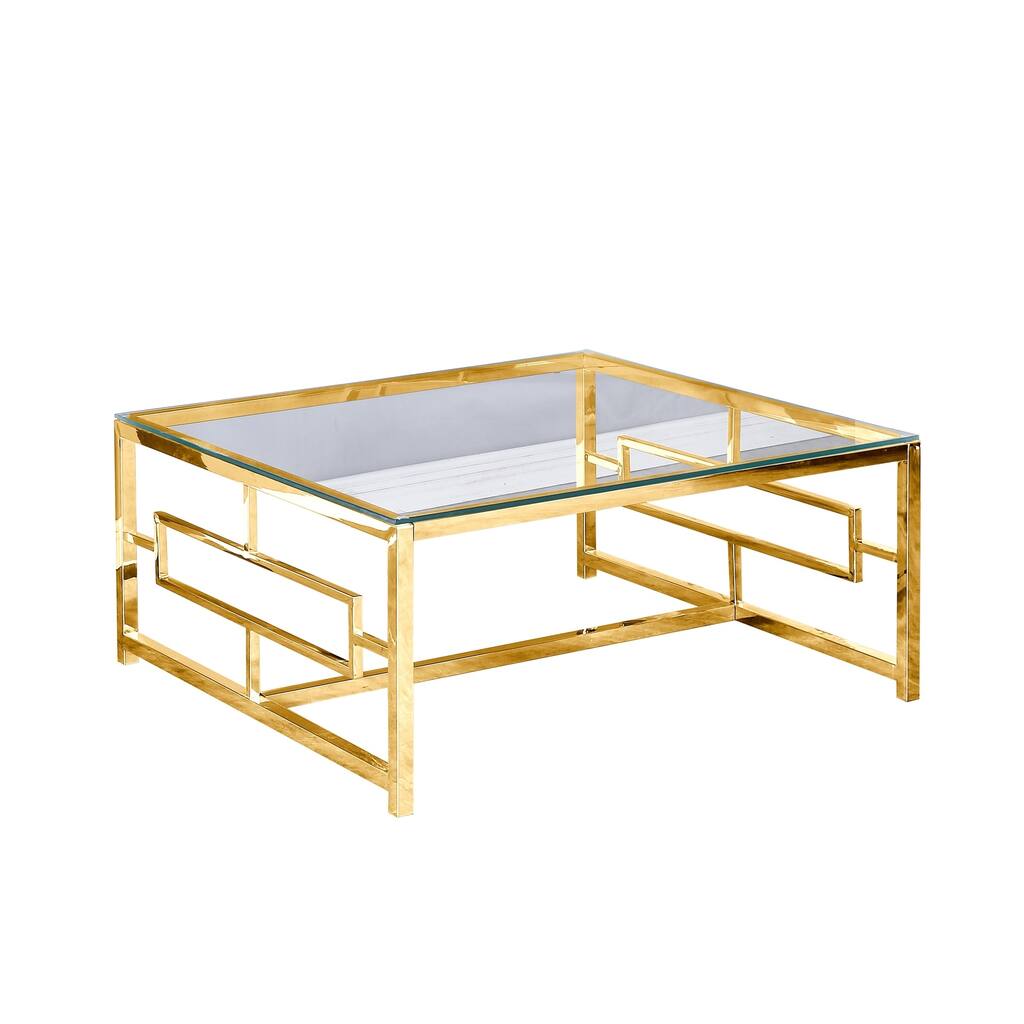 Metal 34" Box Frame Coffee Table, Gold