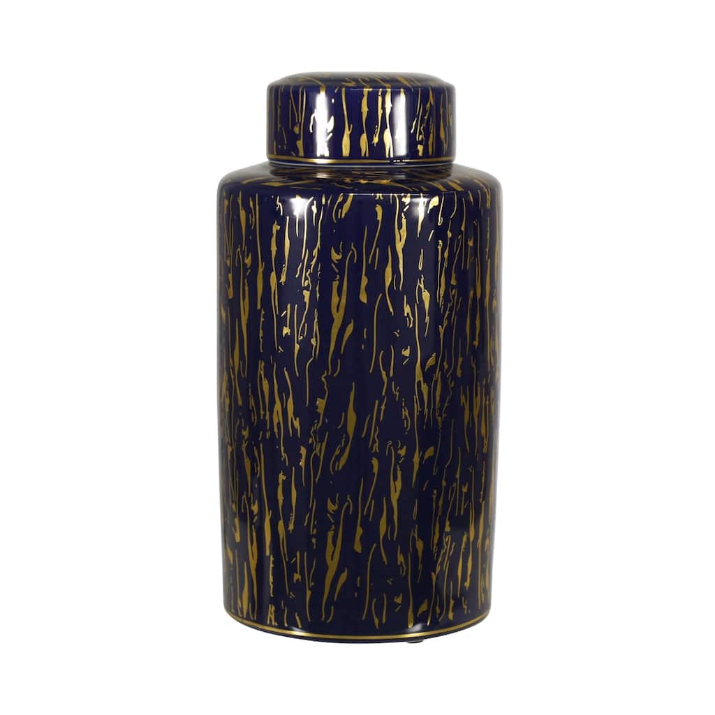 Ceramic 16"H Jar, Blue/Gold
