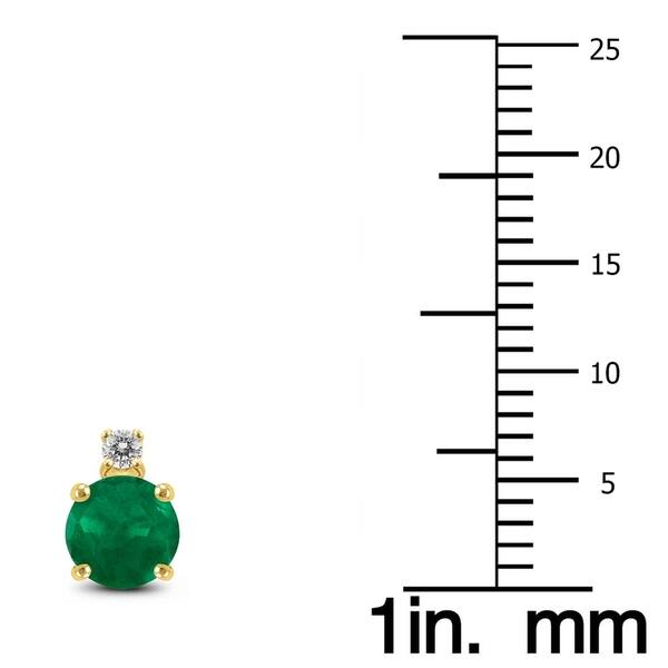 14K Yellow Gold 4MM Round Emerald and Diamond Earrings 14K Yellow Gold 4MM Round Emerald and Diamond Earrings