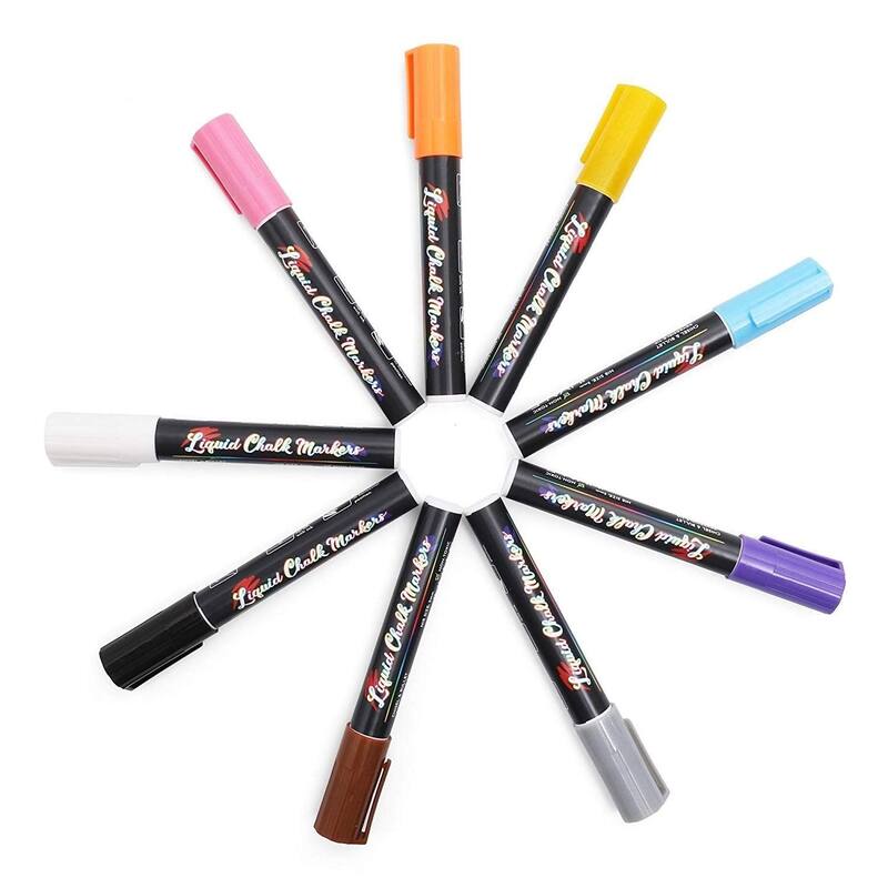 12 Pack Erasable Liquid Chalk Chalkboard Markers, with Labels Replacement Tips