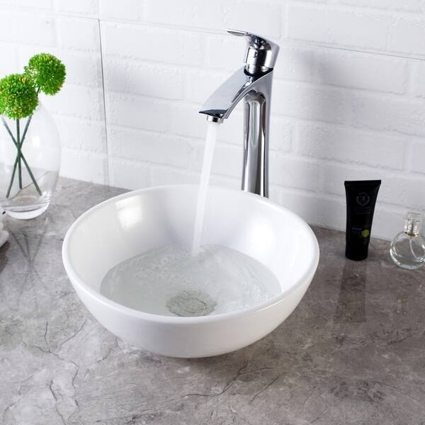 13 Inch White Ceramic Small Round Vessel Bathroom Sink Overstock 31126665