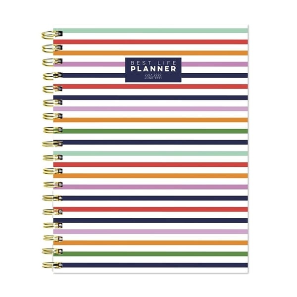 July 2020-June 2021 7x9 Best Life Daily Weekly Monthly Luxe Preppy Stripe Hardcover Planner. Opens flyout.