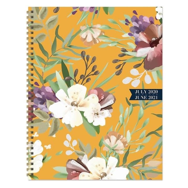 July 2020 June 2021 8 5x11 Large Daily Weekly Monthly Golden Flowers Spiral Planner With Stickers Overstock 31127372