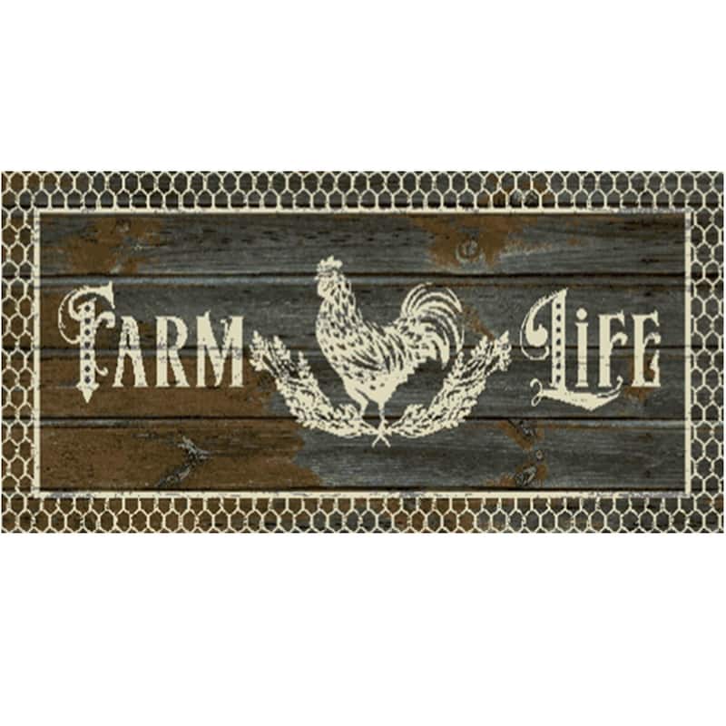 Cozy Cabin Farm Life Nylon Washable Lodge Rug - 20"x44" - Grey