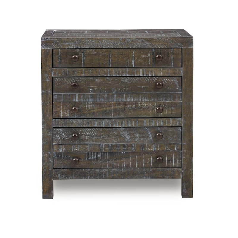 Townsend Solid Wood Three Drawer Nighstand in Gunmetal