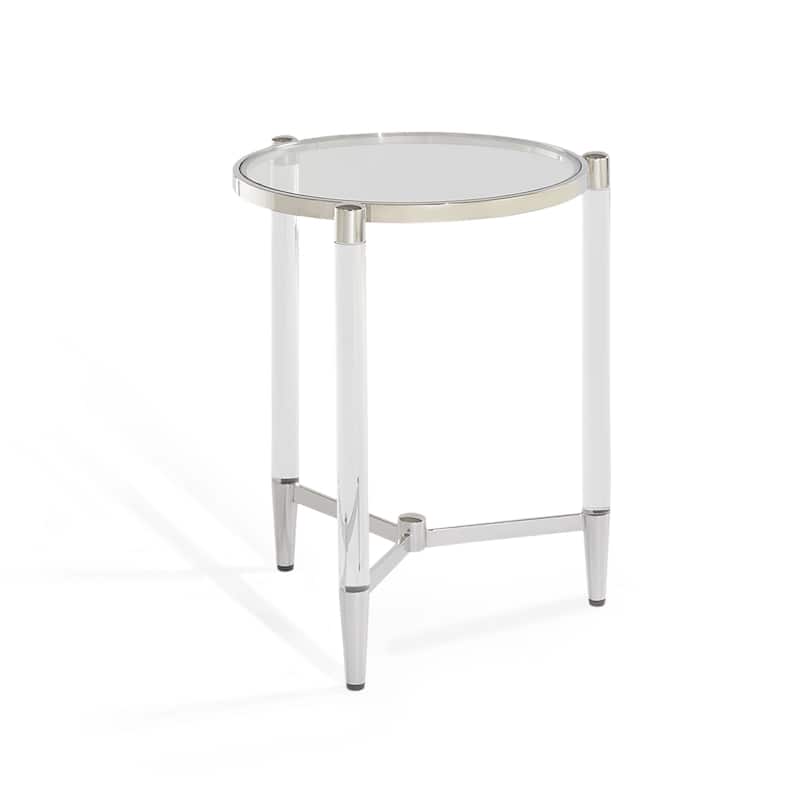 Marilyn Glass Top and Steel Base Round End Table
