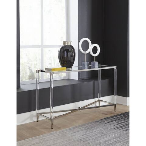 Marilyn Glass Top and Steel Base Rectangular Console Table