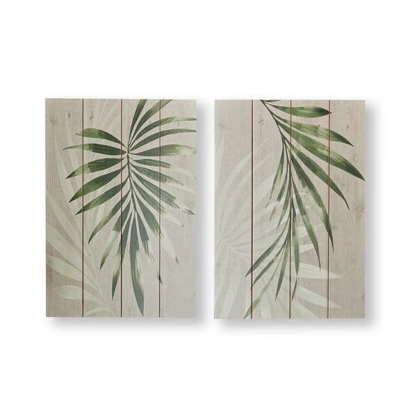 Shop Peaceful Palm Leaves Wood Wall Art Set of 2 - Overstock - 31128683