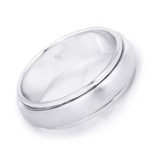 7mm Plain Dome Sterling Silver Mens Wedding Band Comfort Fit Ring #SEVB007