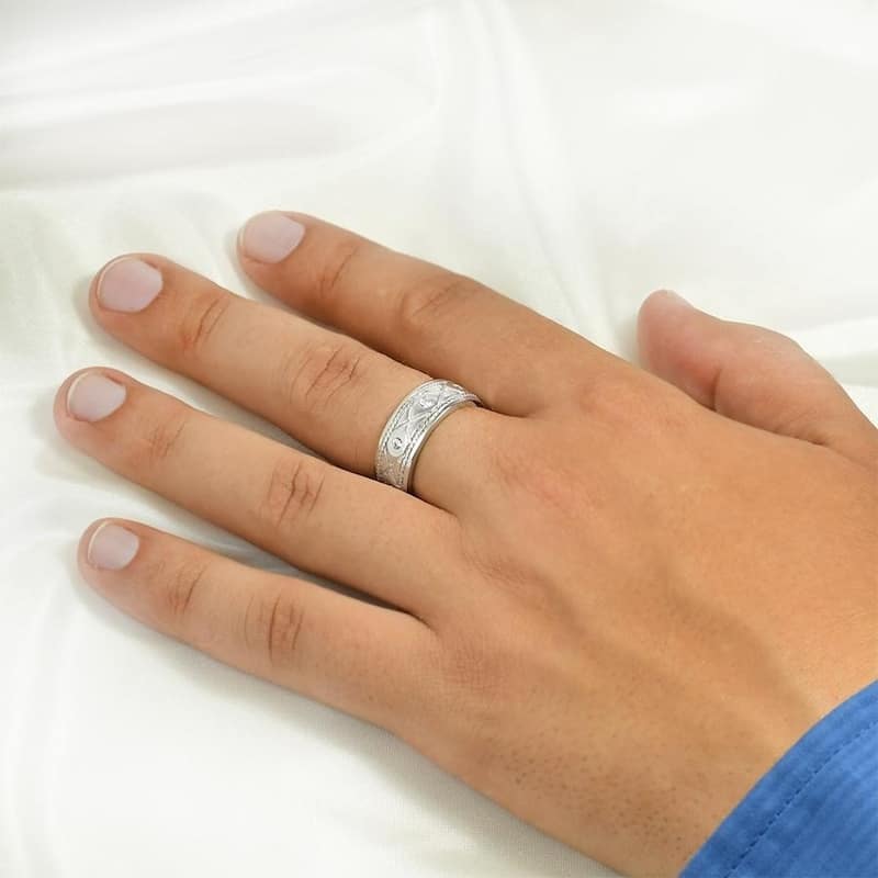 Mens Wedding Band Ring 1/4 Ct Cubic Zirconia Authentic Sterling Silver