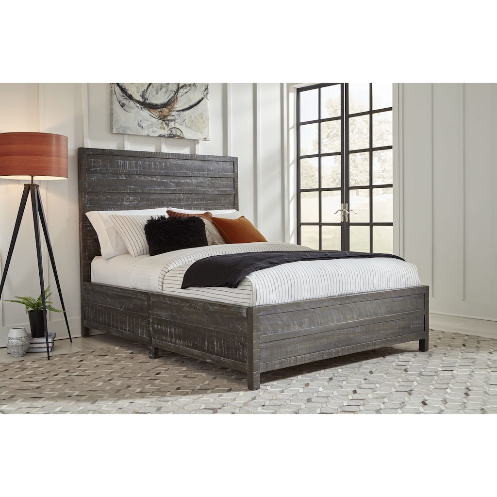 Townsend Queen-Size Solid Wood Low-Profile Bed in Gunmetal