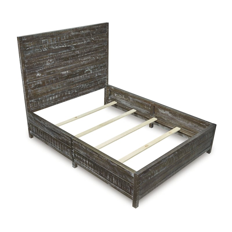 Townsend Queen-Size Solid Wood Low-Profile Bed in Gunmetal