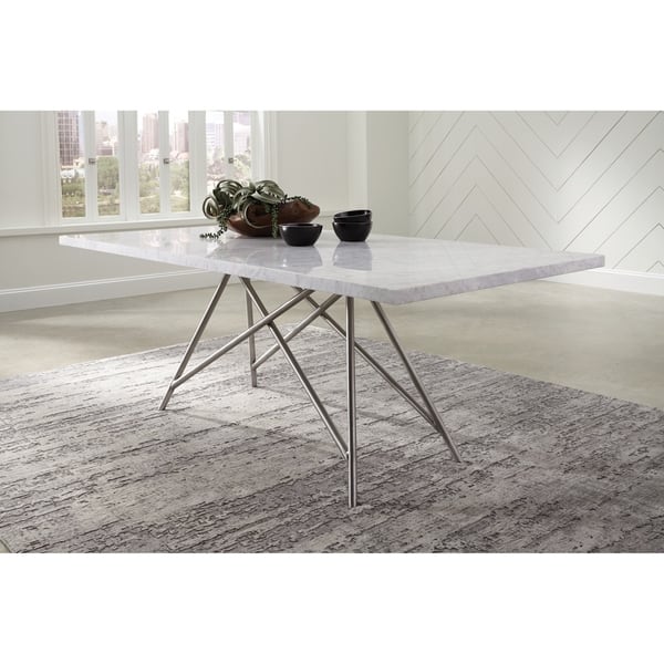 slide 1 of 5, Coral Marble Rectangular Dining Table