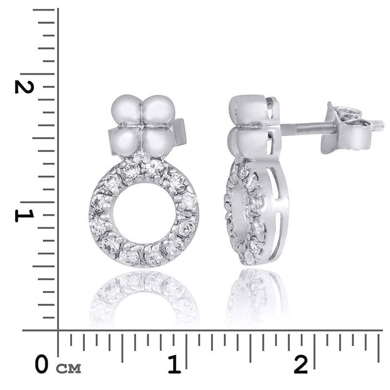 0.25 CT Carat Round Sterling Silver Push Back Earrings Studs 1/2 in