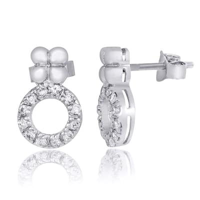 0.25 CT Carat Round Sterling Silver Push Back Earrings Studs 1/2 in