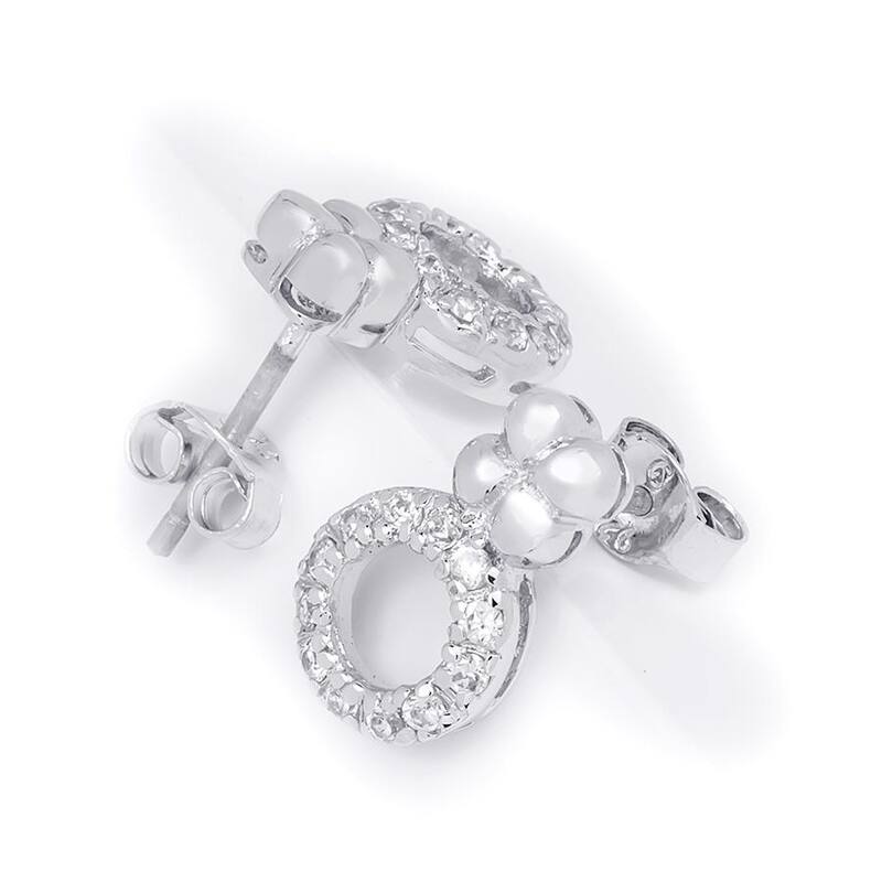 0.25 CT Carat Round Sterling Silver Push Back Earrings Studs 1/2 in