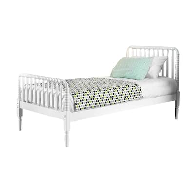 Traditional Queen Size Spindle Bed with Round Legs, White