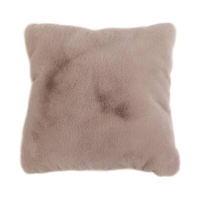 20 X 20 Inch Fabric Upholstered Accent Pillow with Fur Like Texture, Brown