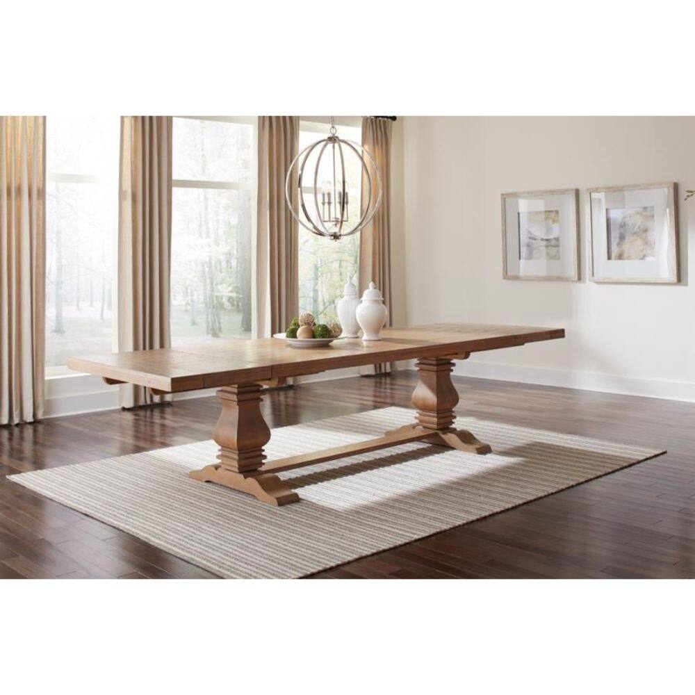 Rectangular Double Pedestal Dining Table Rustic Smoke - Rustic smoke