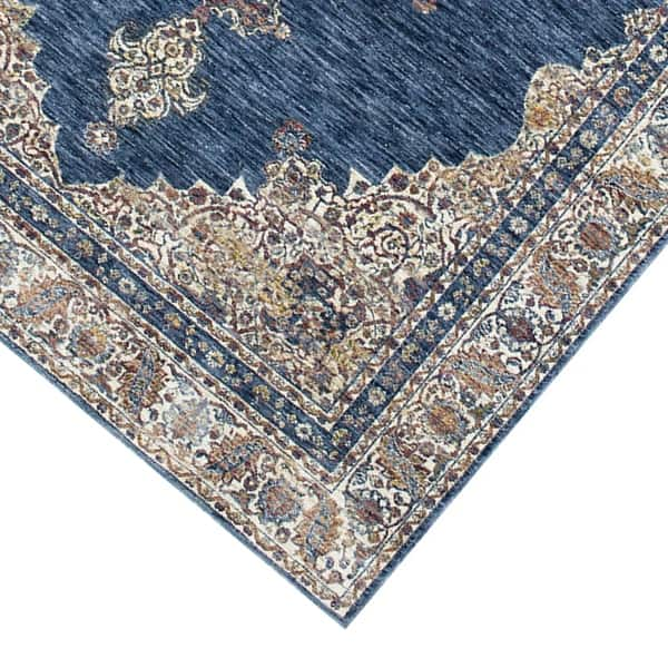 Blue and Gold Intricate Scatter Rug