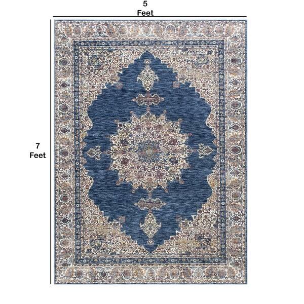 Blue and Gold Intricate Scatter Rug