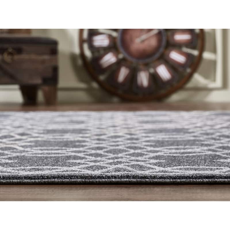 Grey Overlap Trellis Modern Area Rug