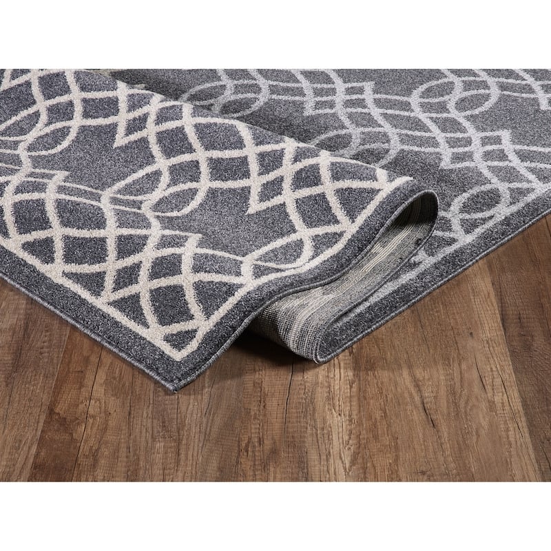 Grey Overlap Trellis Modern Area Rug
