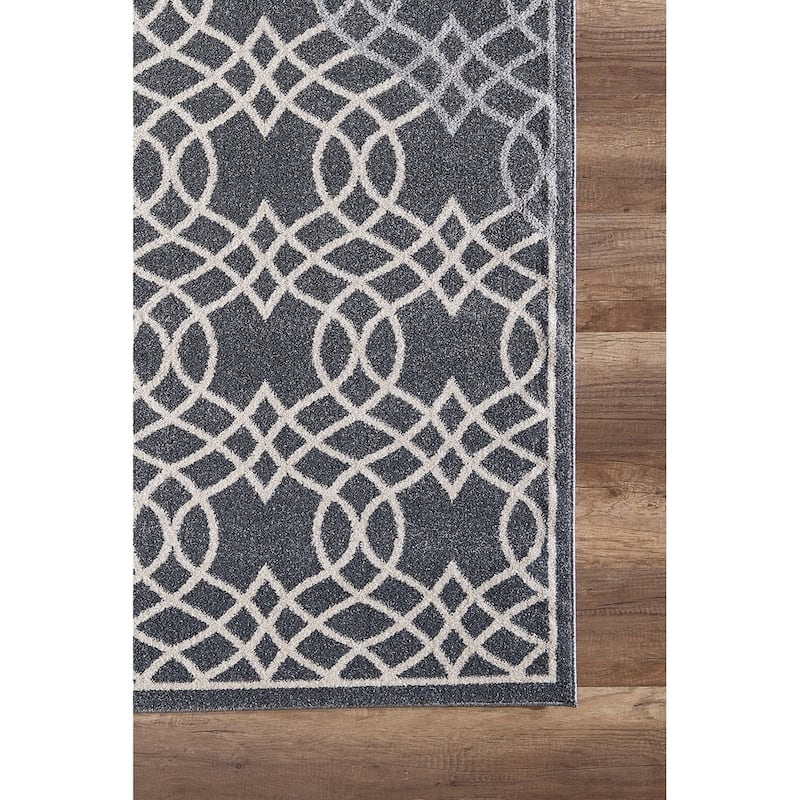 Grey Overlap Trellis Modern Area Rug