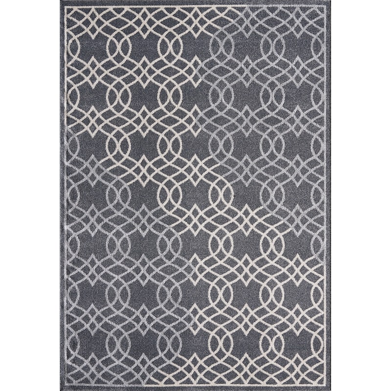 Grey Overlap Trellis Modern Area Rug