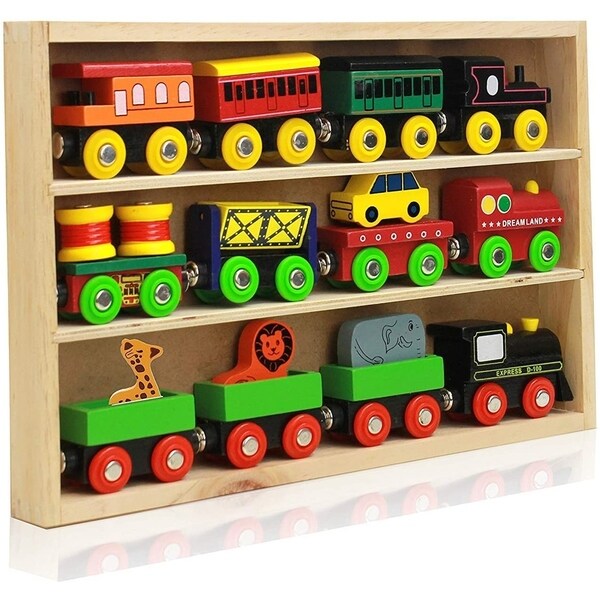 wooden magnetic train cars