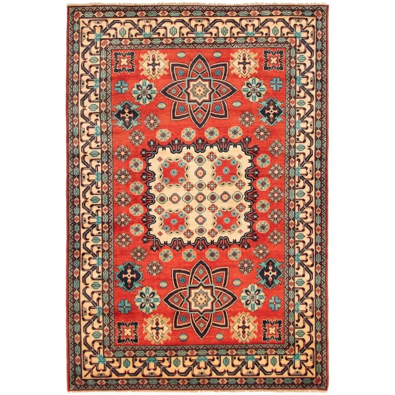 Hand-knotted Finest Gazni Red Wool Rug - 6'9" x 10'1"/6'9 x 10'1