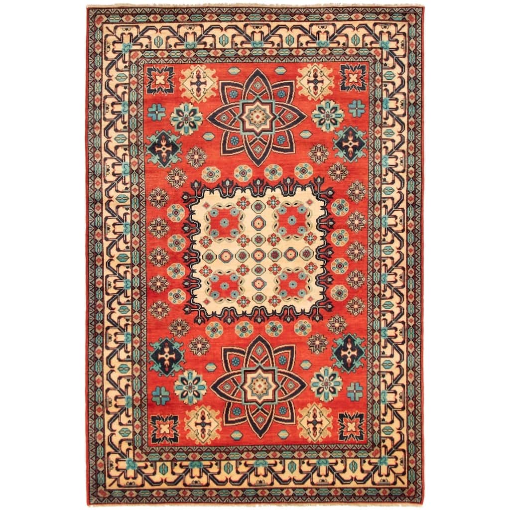 Hand-knotted Finest Gazni Red Wool Rug - 6'9" x 10'1"/6'9 x 10'1