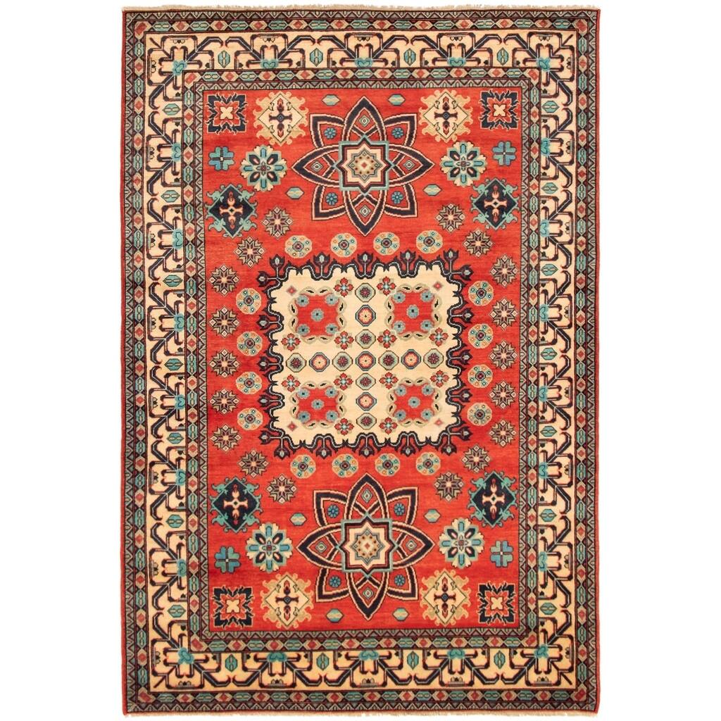 Hand-knotted Finest Gazni Red Wool Rug - 6'9" x 10'1"/6'9 x 10'1
