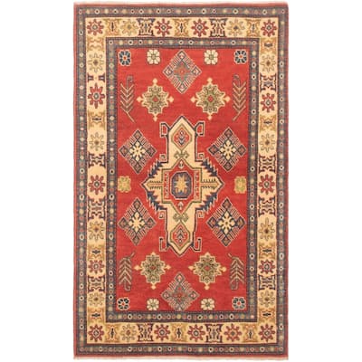 Hand-knotted Finest Gazni Copper, Cream Wool Rug - 3'9" x 6'4"/3'9 x 6'4